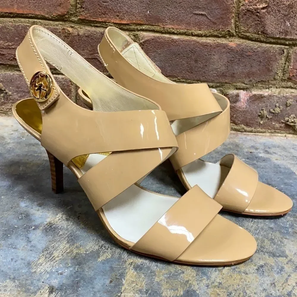 Michael Kors Nude Patent Joselle Open Toe Pump